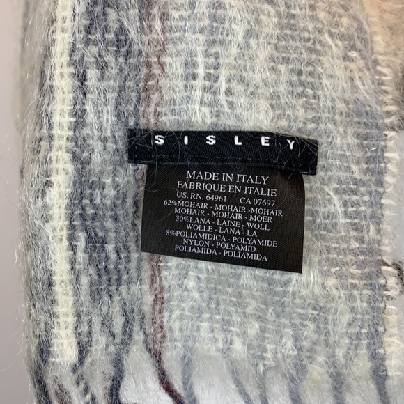 Sisley Italian mohair wool fringed scarf - Picture 2 of 3